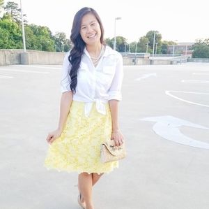 Yellow lace Lilly Pulitzer midi skirt